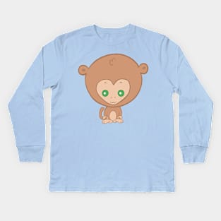 Kawaii Monkey Kids Long Sleeve T-Shirt